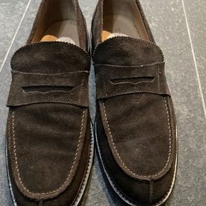 Thompson Brown Suede Mens Penny-Loafers, Size 42